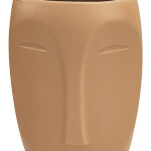 Aztec Face Vase Beige Med 17cm