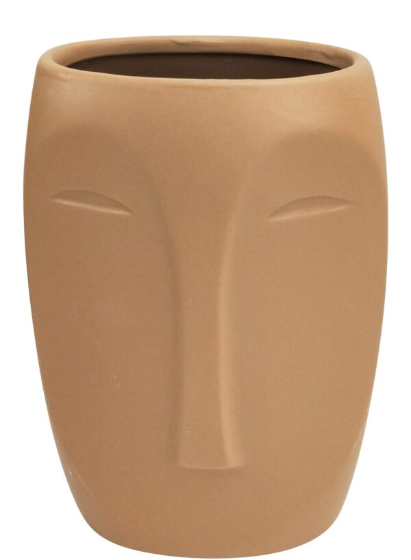 Aztec Face Vase Beige Med 17cm