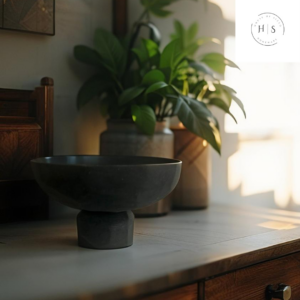 Contemporary Black Decorative Footed Bowl